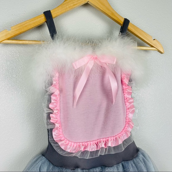 Handmade Set of Mouse Costume for Little Girl Pink-Grey with Ears headband π - Picture 3 of 13